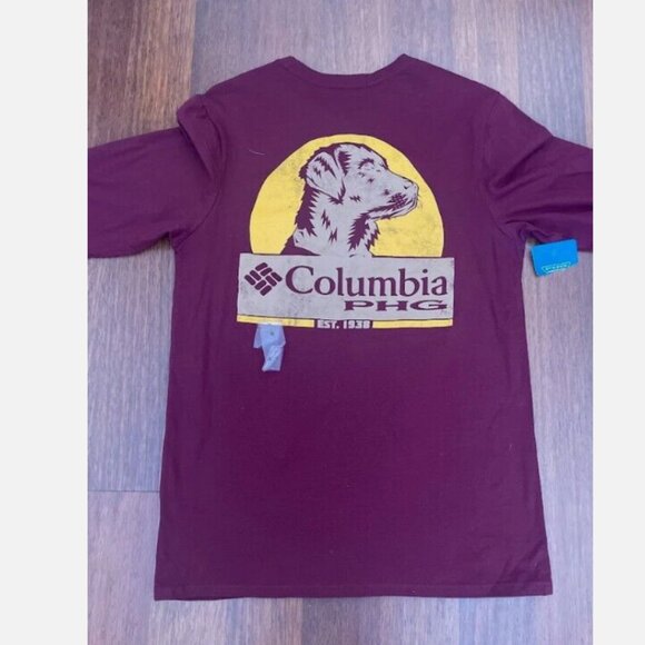 Columbia PHG Men's Burgundy/Maroon Long Sleeve Graphic Print T-Shirt M medium - Picture 1 of 3